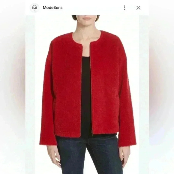 Eileen Fisher size large Carmel brown short wool & alpaca teddy bear jacket. - Picture 1 of 11